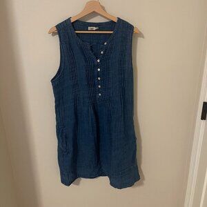 Faherty Blue Linen Isha Dress Size Large